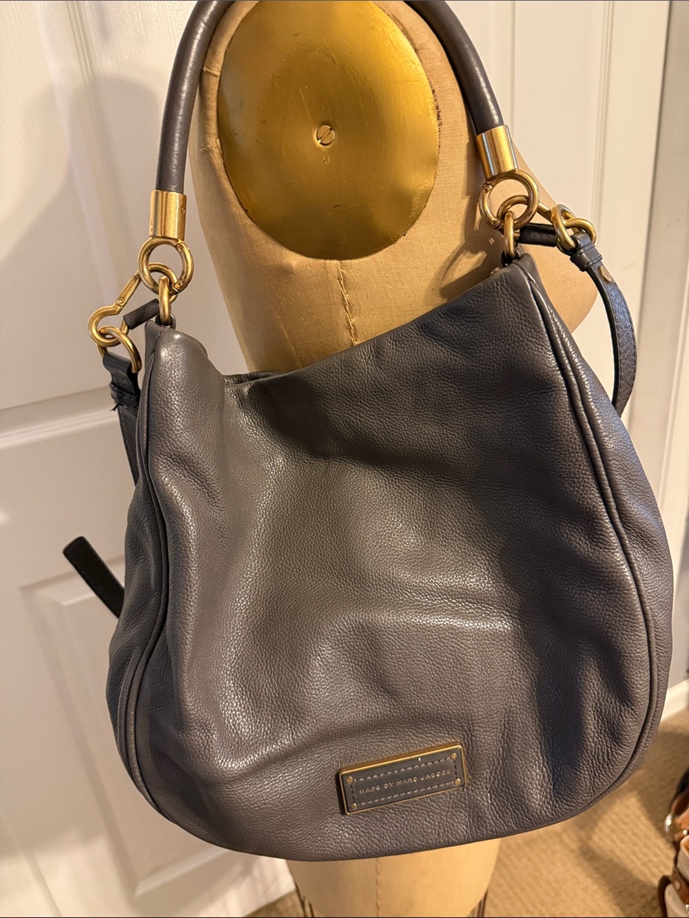 Marc by Marc Jacobs Pebbled Leather Hobo Bag - Charcoal